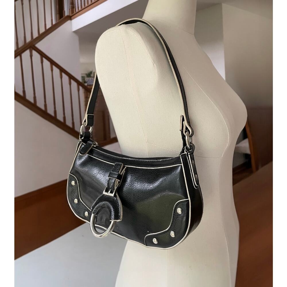 Vintage Apt 9 Baguette Shoulder Bag Purse Black Silver Hardware y2k 90s Preppy